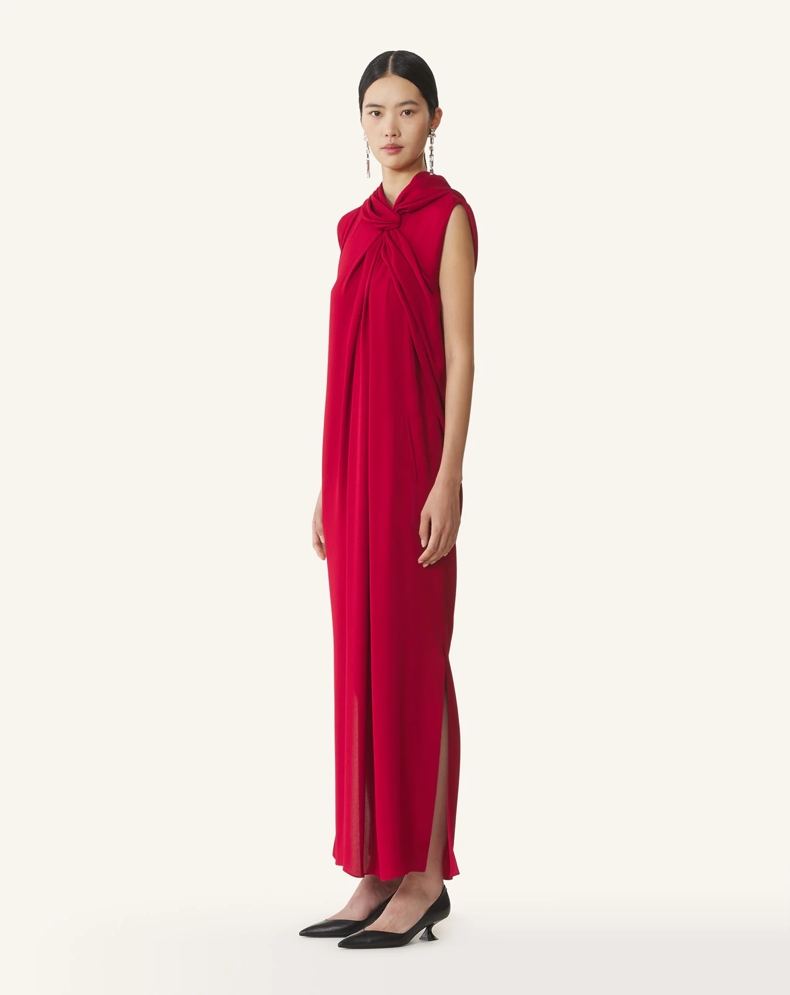 LONG KNOTTED DRESS IN SATIN - Image 3