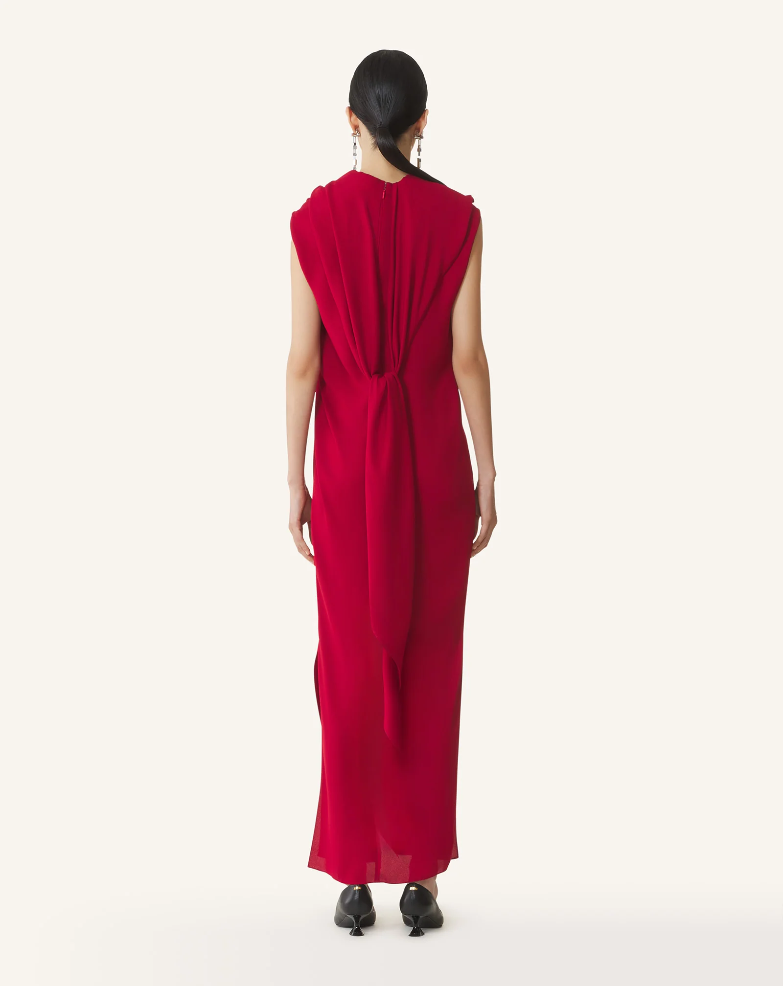 LONG KNOTTED DRESS IN SATIN - Image 4