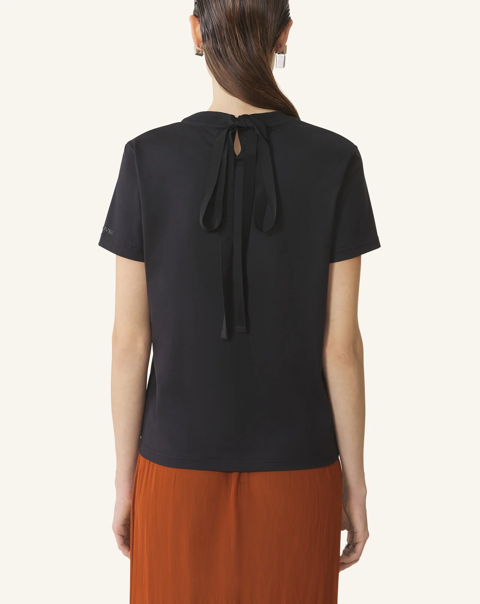 COTTON T-SHIRT WITH RIBBON DETAIL - Image 4