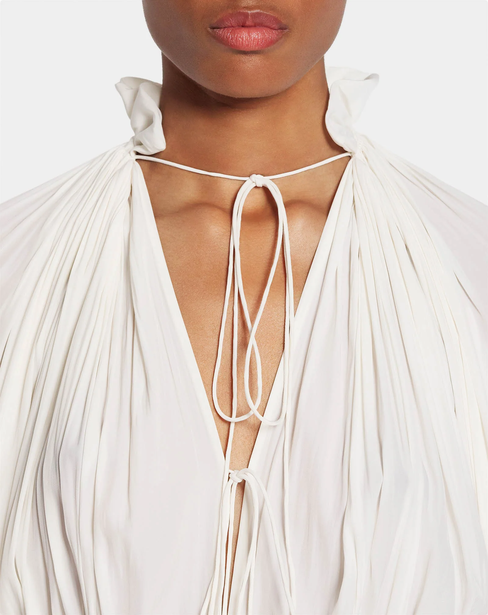 LONG CHARMEUSE RUFFLE DRESS - Image 5