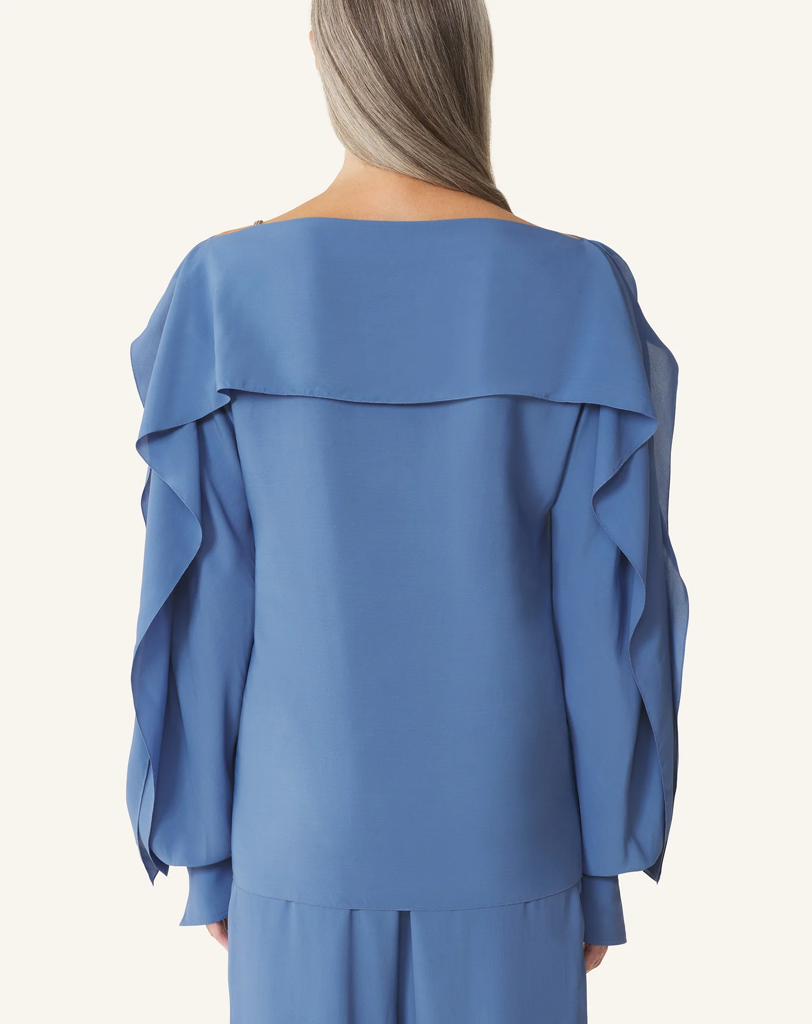 LONG-SLEEVED TOP IN CREPE DE CHINE - Image 4