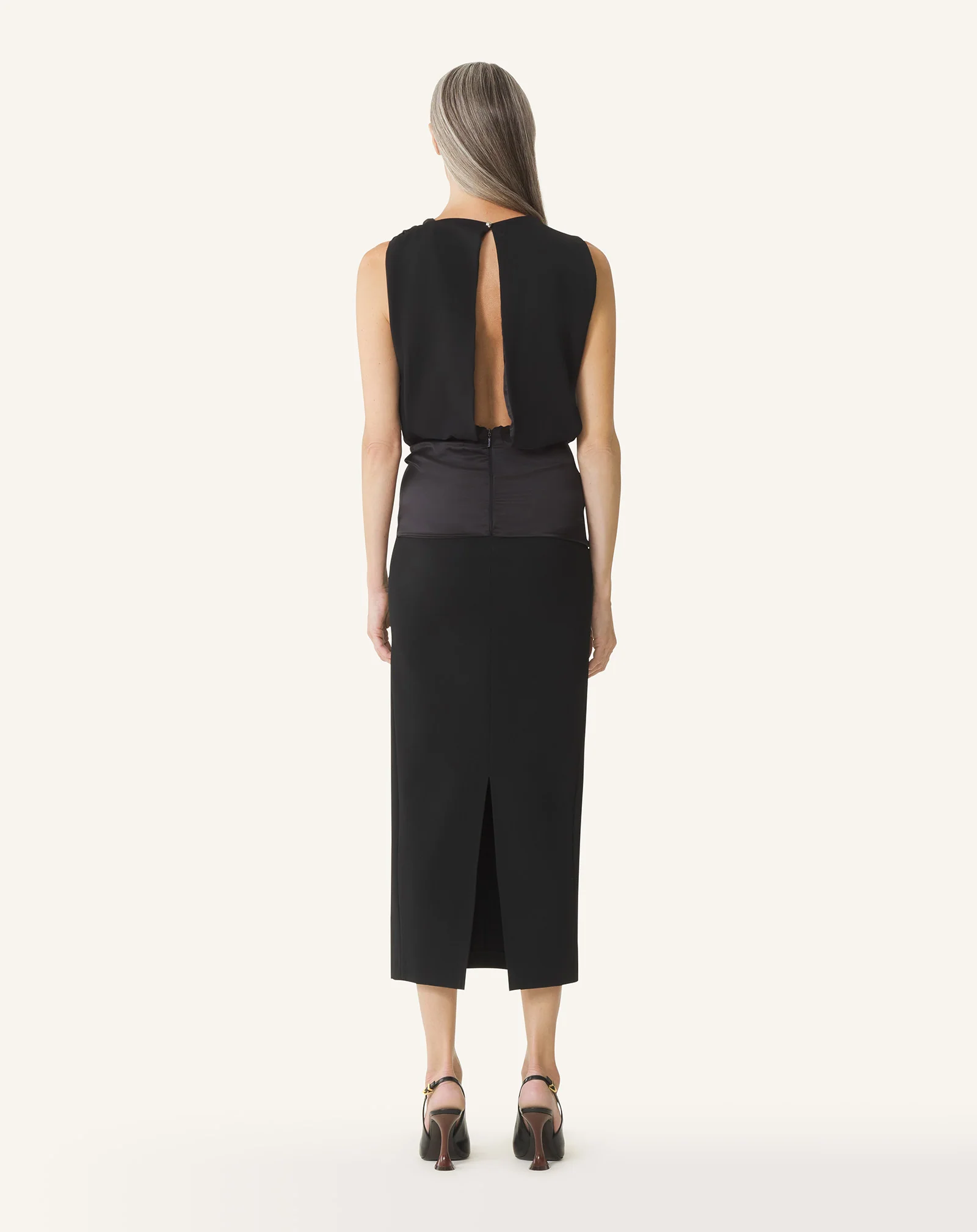 MIDI DRESS IN JERSEY AND SATIN - Image 4