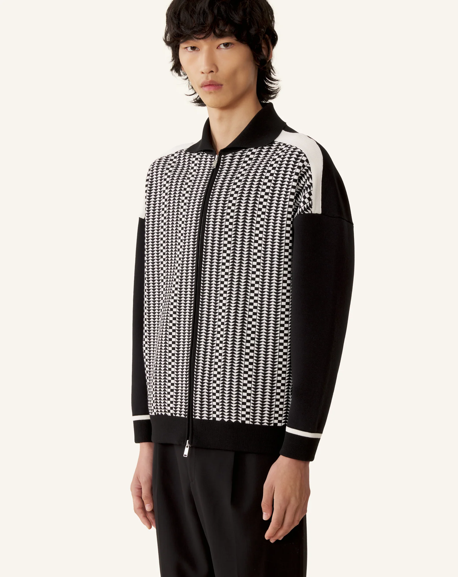 ZIP JACKET IN SILK AND COTTON JACQUARD - Image 3